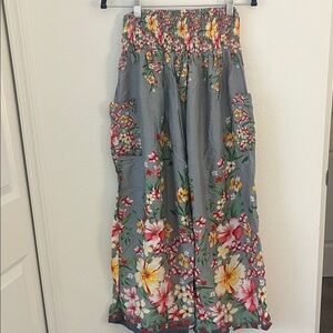 Floral Wide-Leg Beach Pants one size